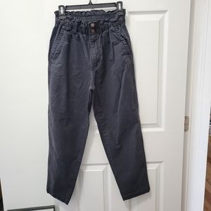 High waisted paper bag style twill pants